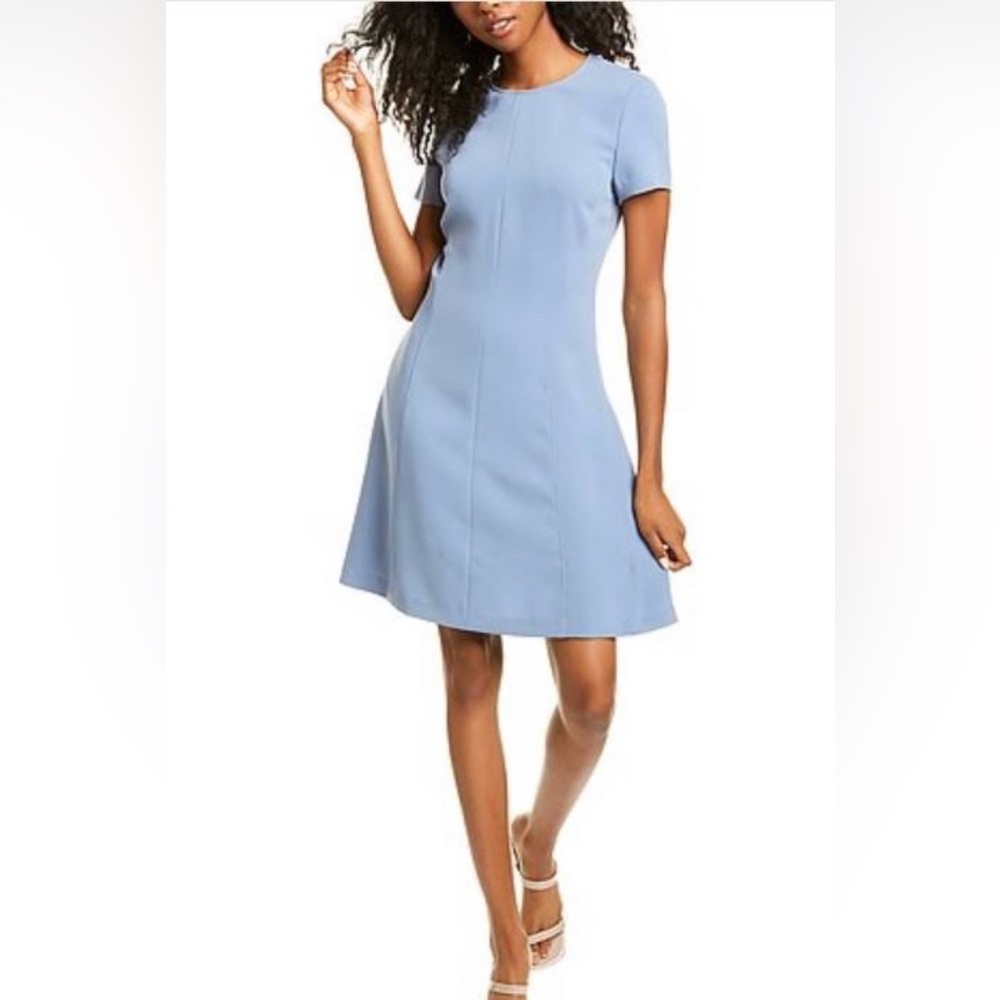 Womens Theory Blue Linen Blend Seamed A-line Dress Size 0